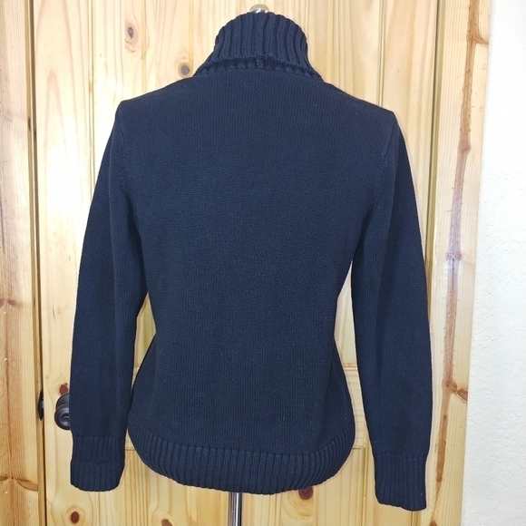 Lauren Ralph Lauren Black Shawl Neck Toggle Sweater XL Preppy Classic Coastal - Picture 3 of 8